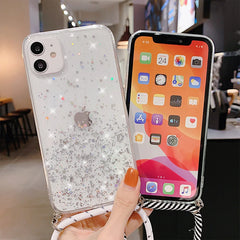 Clear Glitter Phone Case with Lanyard Strap