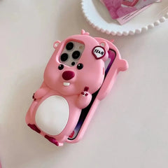 3D Cartoon Pink Beaver Case for iPhone