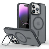 Magnetic Magsafe Case with Metal Lens Stand for iPhone – Matte Shockproof Wireless Charging