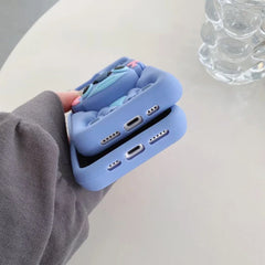 Cute 3D Stitch Grip Tok Silicone Case – Soft Cartoon Shockproof Cover for iPhone