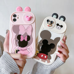3D Cartoon Ears Sliding Camera Case For iPhone