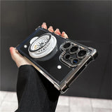 Luxury Airbags Plating Magnetic Transparent Case for Samsung Galaxy Shockproof Camera Lens Protection