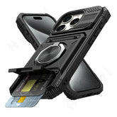 Shockproof iPhone Case with 360° Rotating Kickstand & Card Holder