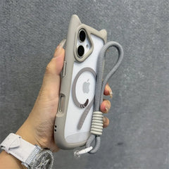 3D Cat Ear Magnetic Case with Stand for iPhone