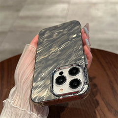 Luxury Plating Silicone Water Ripple Case for iPhone Aesthetic Glossy Bumper Cover with Camera Protection