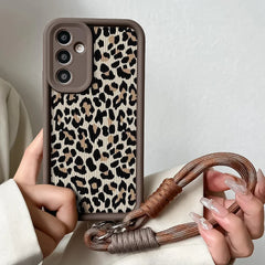 Leopard Wrist Strap Samsung Case
