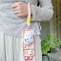 Cute Hello Kitty & Pochacco Plush Doll 3D Case โ Soft Silicone Push-Pull Camera Cover for iPhone