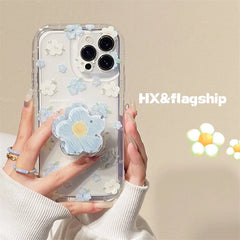 Quicksand Flower TPU Phone Case with Grip Holder