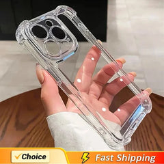 Clear Shockproof Silicone Case for iPhone 6–16 Series