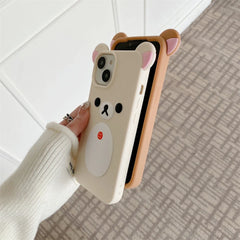 3D Pink Bear Silicone Case for iPhone