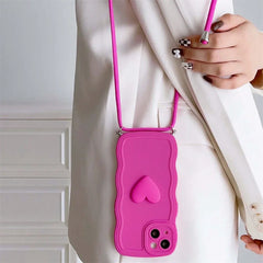 3D Love Heart Case with Lanyard Strap