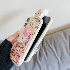 Pink Kitty Head Case with Holder for iPhone