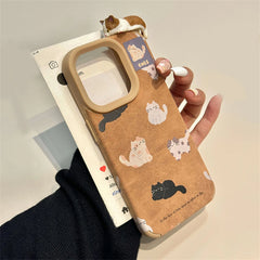 Cat Leather Winter Phone Case