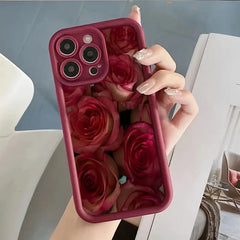 Vintage Rose Art Silicone Phone Case for iPhone