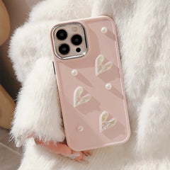3D Pearl Heart Silicone Case