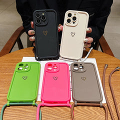 Heart Silicone Crossbody Case for iPhone