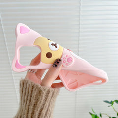 Cute Rilakkuma Bear Case For iPhone  Kawaii Cat Design Soft Silicone 3D