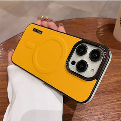 Business Leather MagSafe Case – Dual-Color Magnetic Shockproof Cover for iPhone