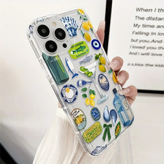 Transparent Seaside Scenery Wine Lemon Phone Case