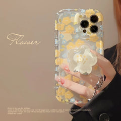 INS Floral Phone Case with Holder For iPhone