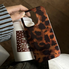 Retro Amber Leopard Print Phone Case for iPhone