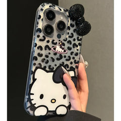 Hello Kitty Leopard Print Diamond Bow Case for iPhone