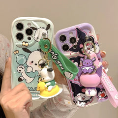 3D Kuromi Wavy Case with Strap for iPhone