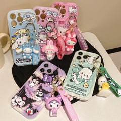 3D Kuromi Wavy Case with Strap for iPhone