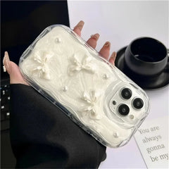 Pearl Bow Glitter Silicone Phone Case