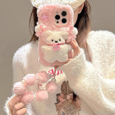 Pink Plush 3D Doll Case with Chain for iPhone