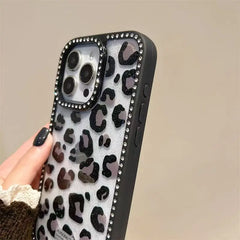 Leopard Print Diamond Border Phone Case
