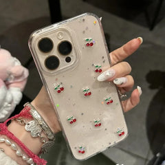 Cherry Glitter Clear iPhone Case