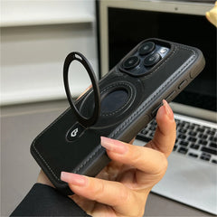 Magnetic Stand Ring PU Leather Case for iPhone