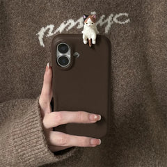 3D Cartoon Lying Cat Leather Phone Case
