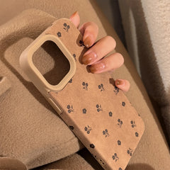 Retro Floral Suede Leather Phone Case