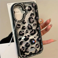 Leopard Print Diamond Border Phone Case