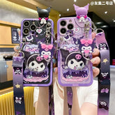 Sanrio Kuromi Phone Case with Shoulder Strap for iPhone