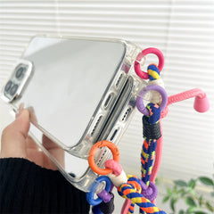 Crossbody Mirror Phone Case with Color Lanyard Strap