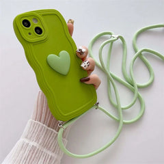 3D Love Heart Case with Lanyard Strap