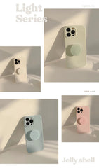 Candy Color Soft Silicone Case with Holder For iPhone Shockproof Plain Bumper