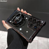 Luxury Airbags Plating Magnetic Transparent Case for Samsung Galaxy Shockproof Camera Lens Protection