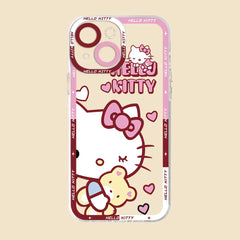 Clear Hello Kitty & Blue Puppy Phone Case for iPhone