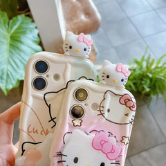 Pink Kitty Head Case with Grip Holder for iPhone