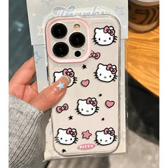 Lovely Kitty Love Face Pink Bow Case for iPhone