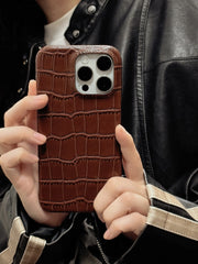 Grey & Brown Alligator Texture Phone Case for iPhone