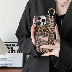 Leopard Print Wrist Strap Phone Case