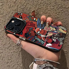 Marvel Spider-Man & Deadpool Cartoon iPhone Case