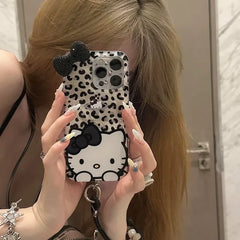 Hello Kitty Leopard Print Diamond Bow Case for iPhone