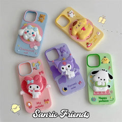 3D Kuromi & Melody Case with Holder for iPhone