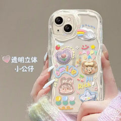 Clear Cute Bear & Rabbit Case for iPhone